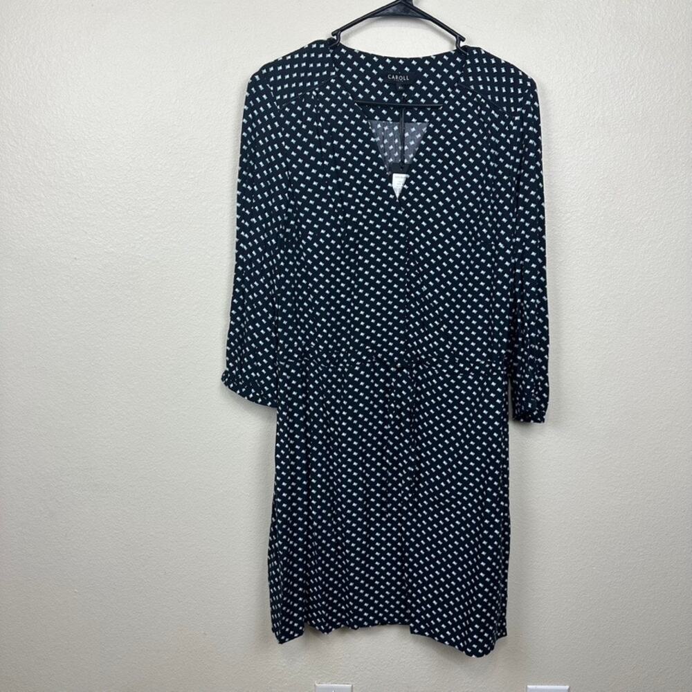 Caroll paris Women's 12 Drawstring Waist Printed Long Sleeve Dress NEW